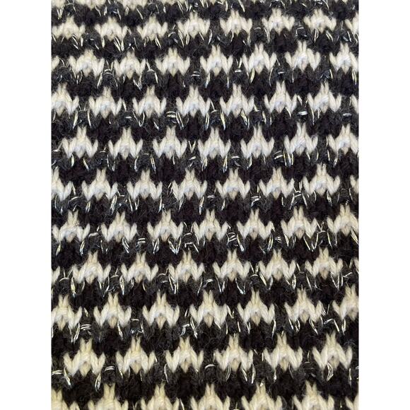 JM Collection Black Silver Thread Sweater Cardigan Jacket Size PM Cotton Blend - Picture 11 of 13